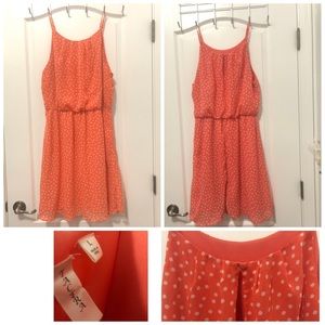 Tacera Polka dot spaghetti-strap dress Peach